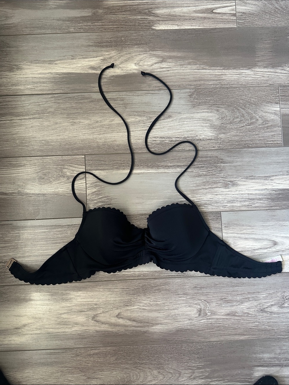Victoria's Secret Black Scallop Trim Push-Up Bikini Top
